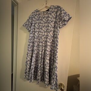 Downeast Blue Floral Short Sleeve Dress